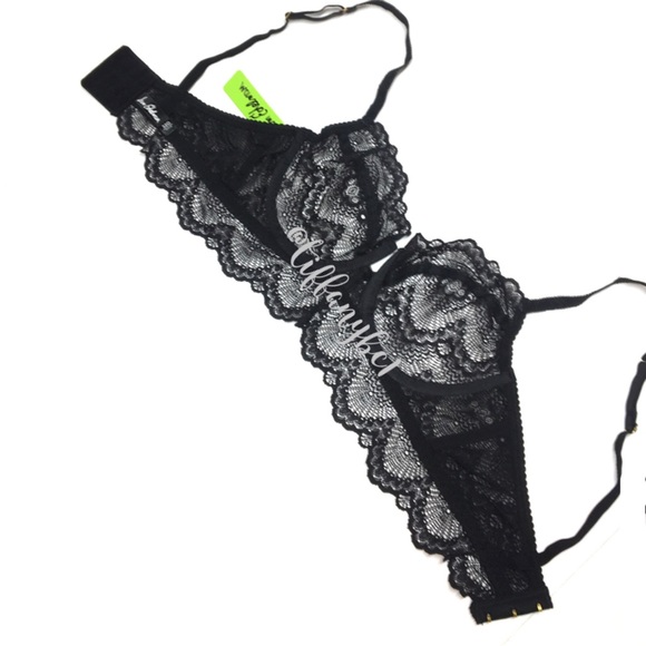 Sam Edelman Lurex Lace Longline Bra Black - Picture 13 of 16